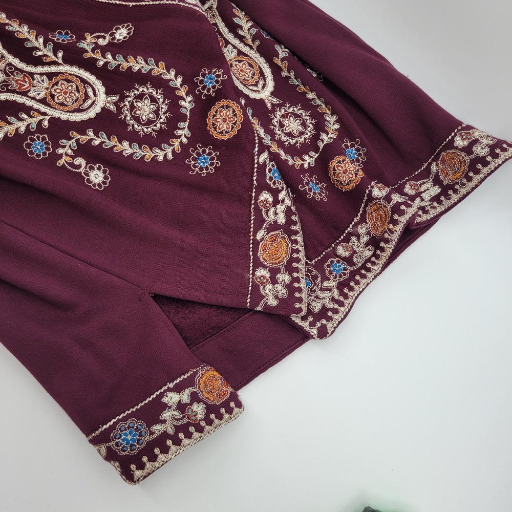 Soft Surroundings Bella Cozy Topper Plum Embroidered Cardigan Wrap 1X - Picture 13 of 13